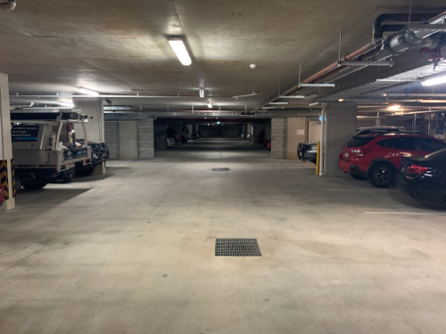 Underground, secure car park only eight hundred metres from the city.